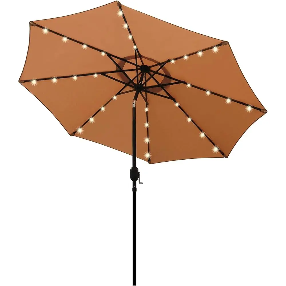 

9 Ft Solar Umbrella, 32 Led Lighted Patio Umbrella, Table Market Umbrella, Outdoor Umbrella For Garden, Deck, Backyard, Pool