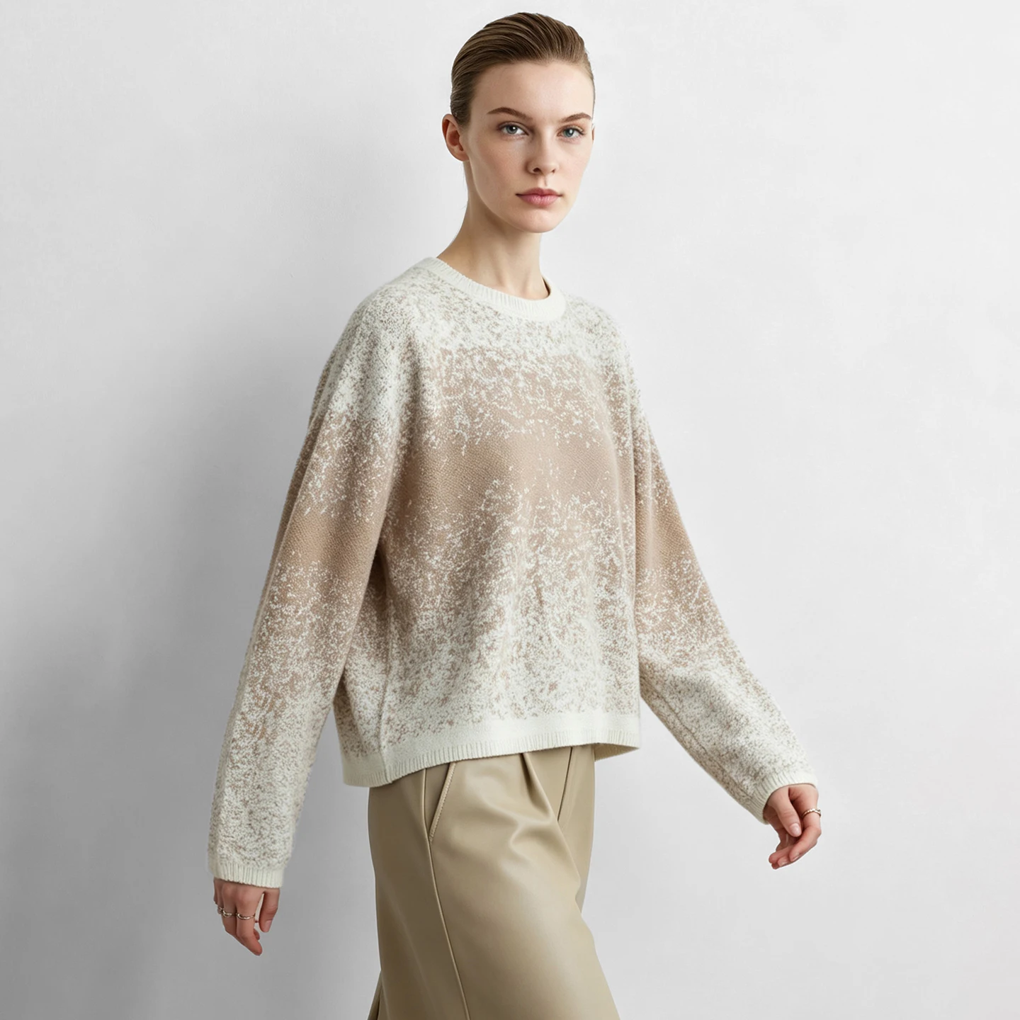 Amii Sweater for Women O-Neck Color Block Drop Shoulder Sleeve Casual Autumn Loose Pullovers Knit Top Female Clothing 12623137