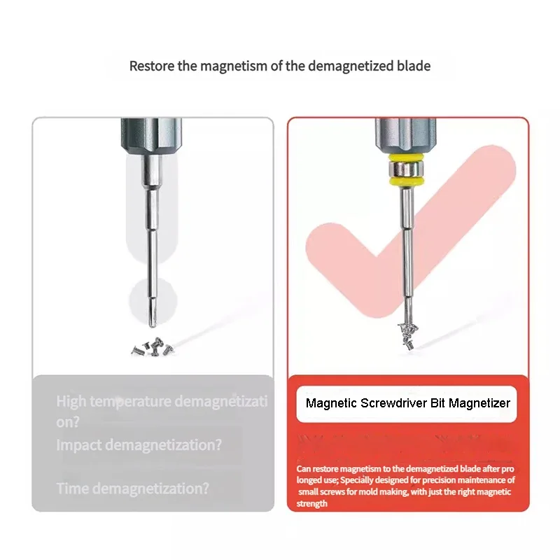 YCS Screwdriver Bit Magnetizer Kit with Magnetic Ring & Magnet, Mobile Phone Repair Special Magnetizing Tool for Bits