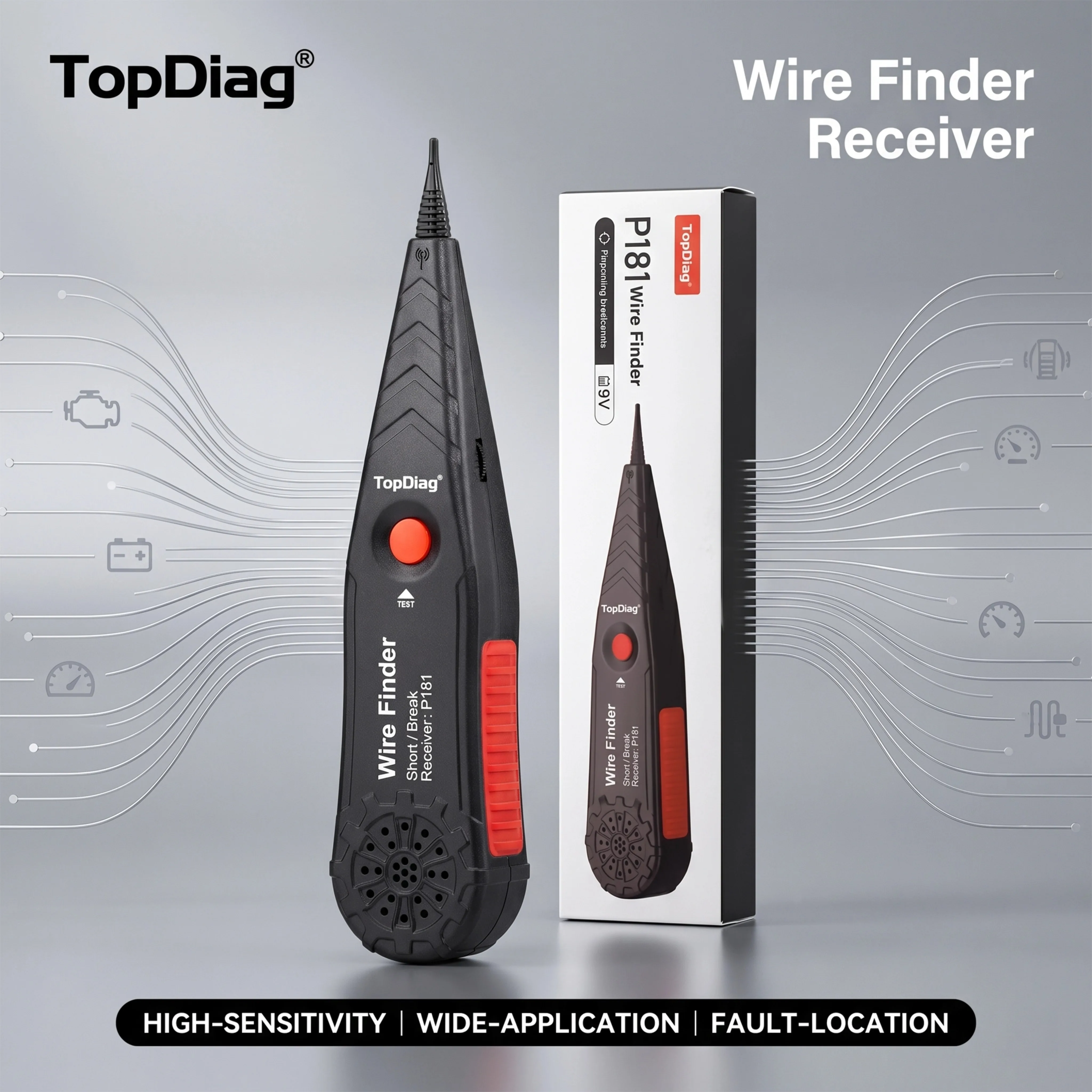

TopDiag P181 Car Wire Tracker Short/Break Circuit Tester Auto Electrical Fault Locator Diagnostic Tool