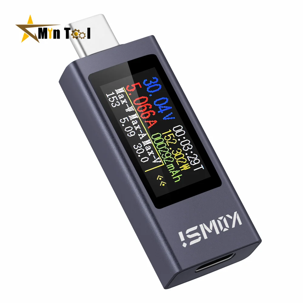 DC 4-30V 0-12A  0.96 Inch Type-c Multi-function Digital Display DC Voltage Ammeter Power Meter Cell Phone Charging Tester