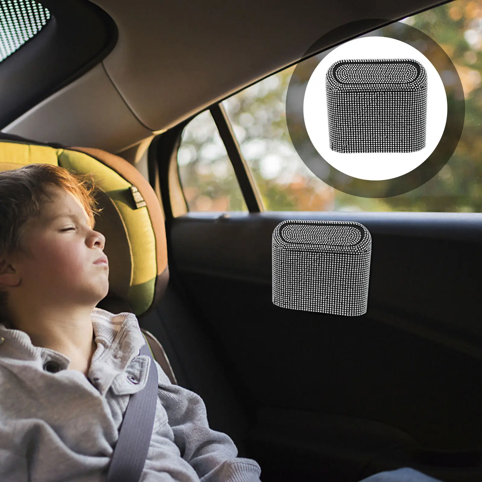

Car Trash Can Portable Mini Garbage Bin For Car Interior Storage Box Snack Holder Tissue Case Traveling Automobile