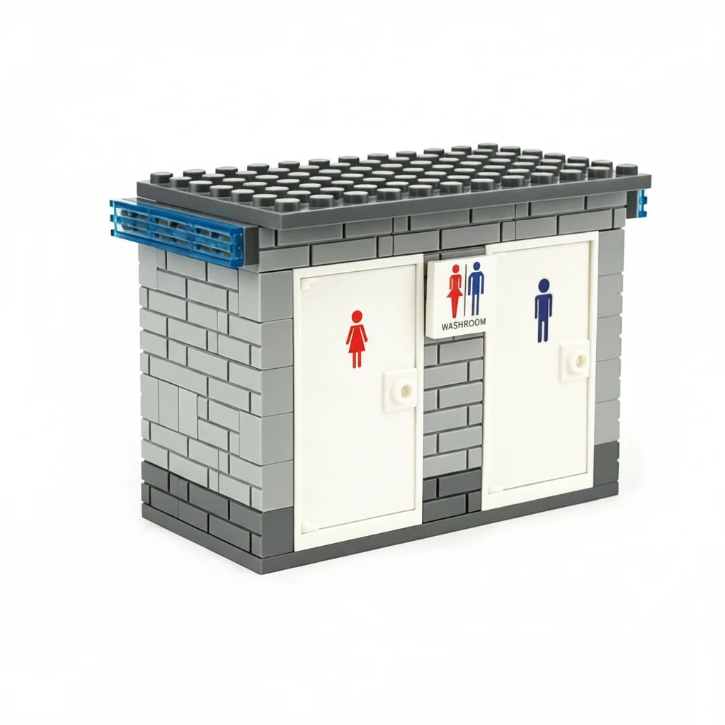 MOC City Street View Public Toilet Building Blocks Simulation Washroom Restroom Architecture DIY Bricks Model Assembly Gift