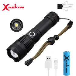 3500 lumens 5 Modes XHP50 LED Tactical Flashlight Zoomable Torch IPX-6 Waterproof Long-Range Light USB Recharger 18650 Battery