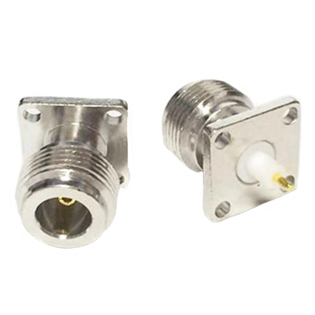 1pc  N  Female Jack  RF Coax Connector  4-hole Flange Solder Post  Straight Insulator Long 4mm  Nickelplated  NEW Wholesale