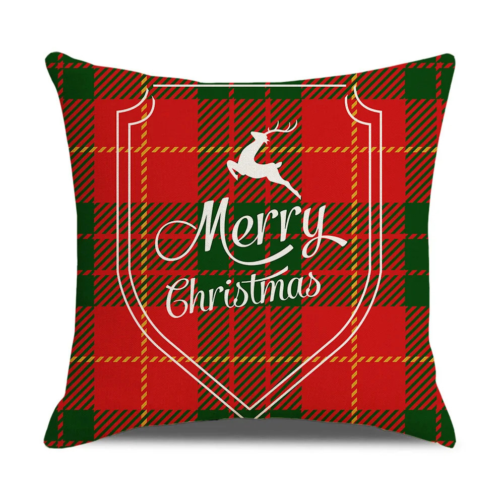 Christmas check pattern throw pillow cover with short plush print for living room sofa decoration cushion cover pillow covers