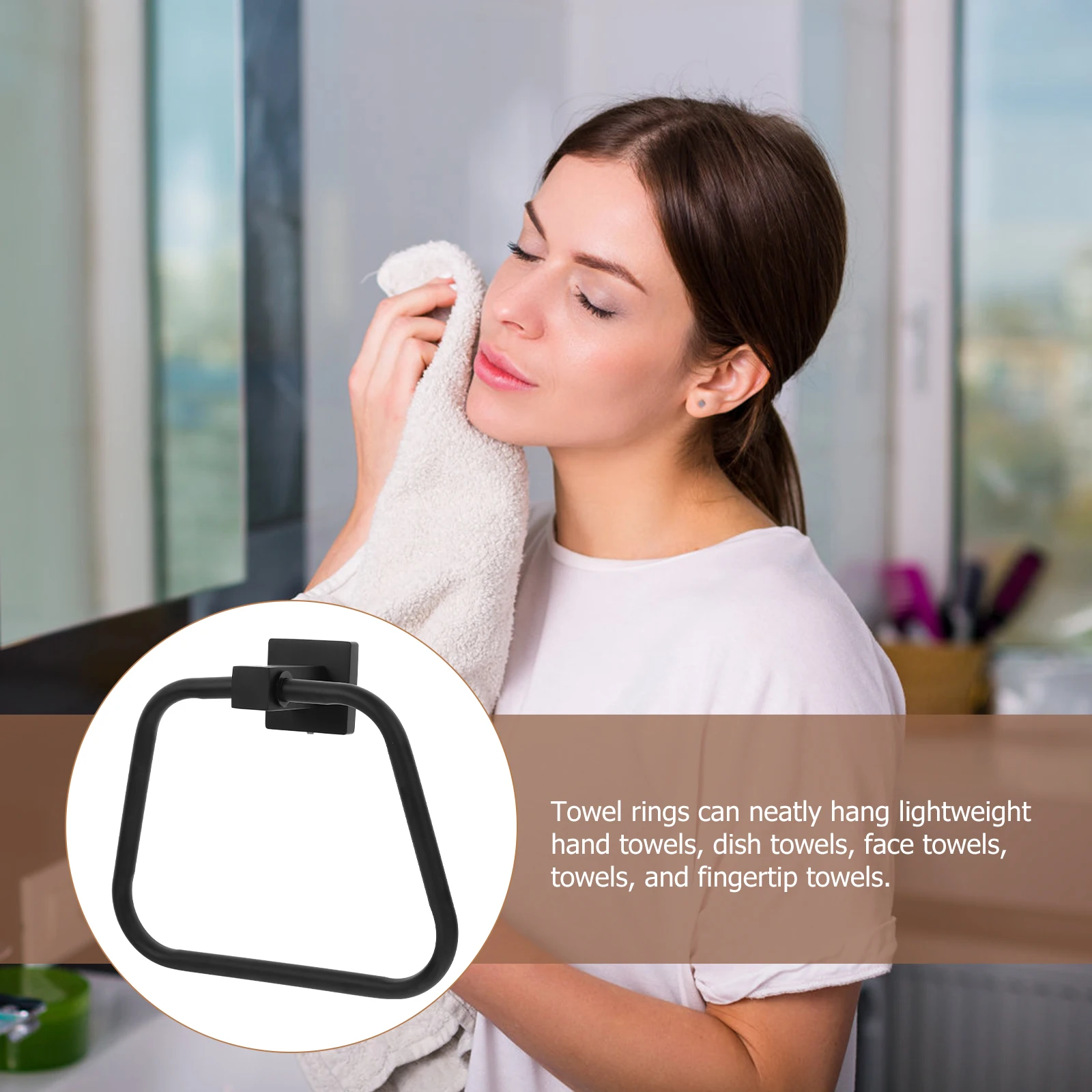 

Stainless Steel Towel Ring Hanger for Bathroom Wall Mounted Space Saving Towel Holder Dish Face Towels Easy