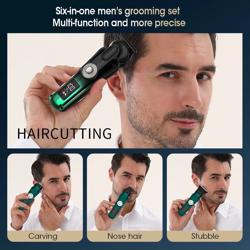 

Resuxi 6 in 1 Men's Professional Multifunctional Electric Hair Clipper Home Nose Trimmer Shaver Shaver Set Hair Cutting Machine