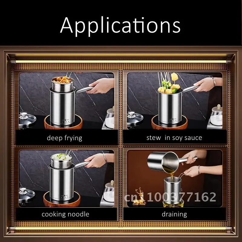 LFGB Maker 316 Stainless Steel Deep Frying Pot 17.5cm Oil Potato Saving Tool Chip Fried Cooking Height Chicken Certificate