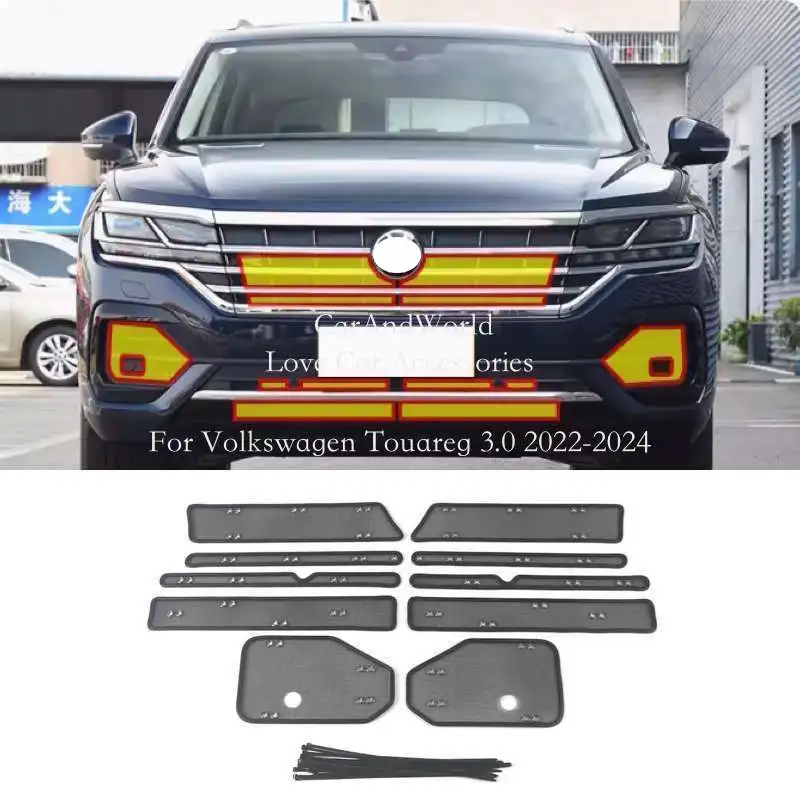 For Volkswagen VW Touareg 2019-2024 Center Grille Insert Net Radiator Condenser Protecte Cover Anti Insect Sand Mesh Accessory