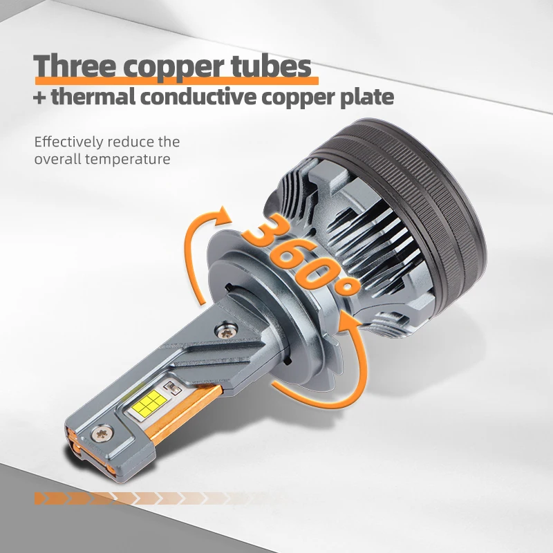Q7 three copper tube car LED headlights 180W high and low beam modification compatible with H1 H7 H11 9005 9006 9012 H4/H9 D2