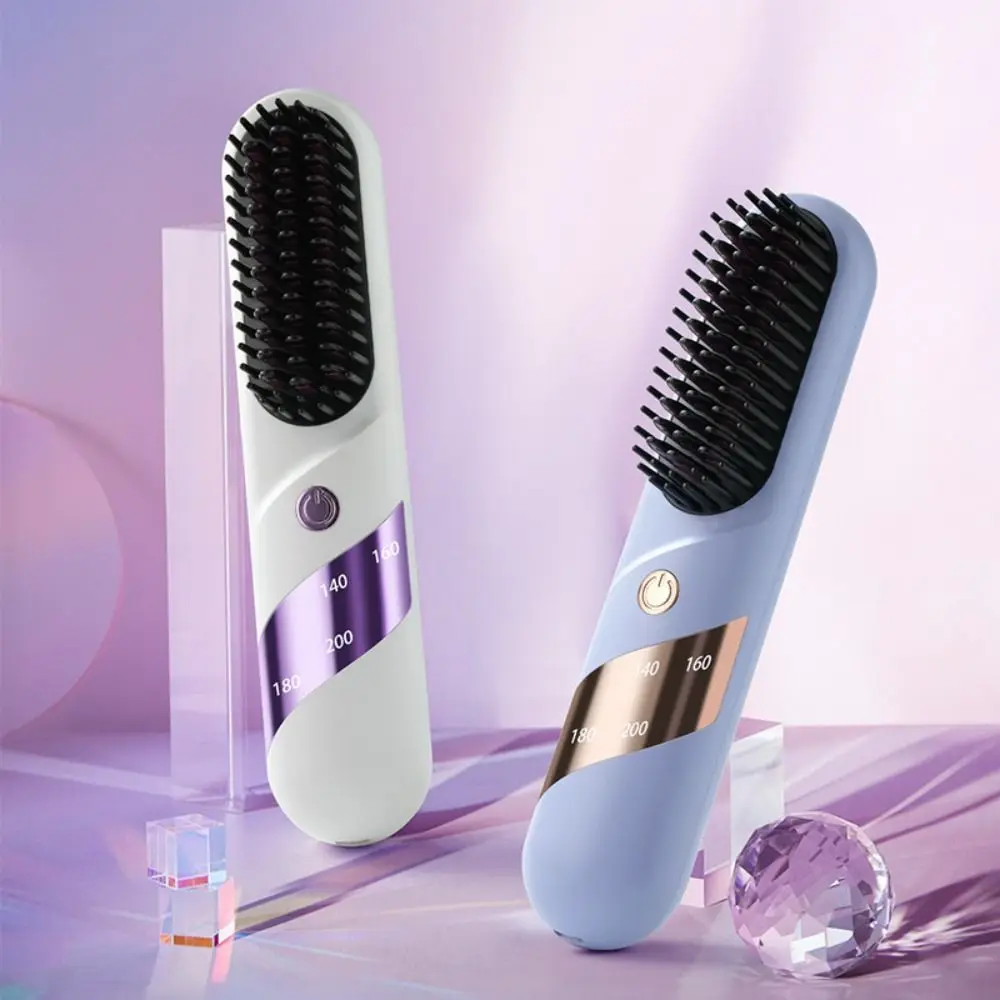 Wireless Hair Straightener Portable LCD Display Hair Styling Brush Lightweight Even Heating Ceramic Heating Comb Business Trip
