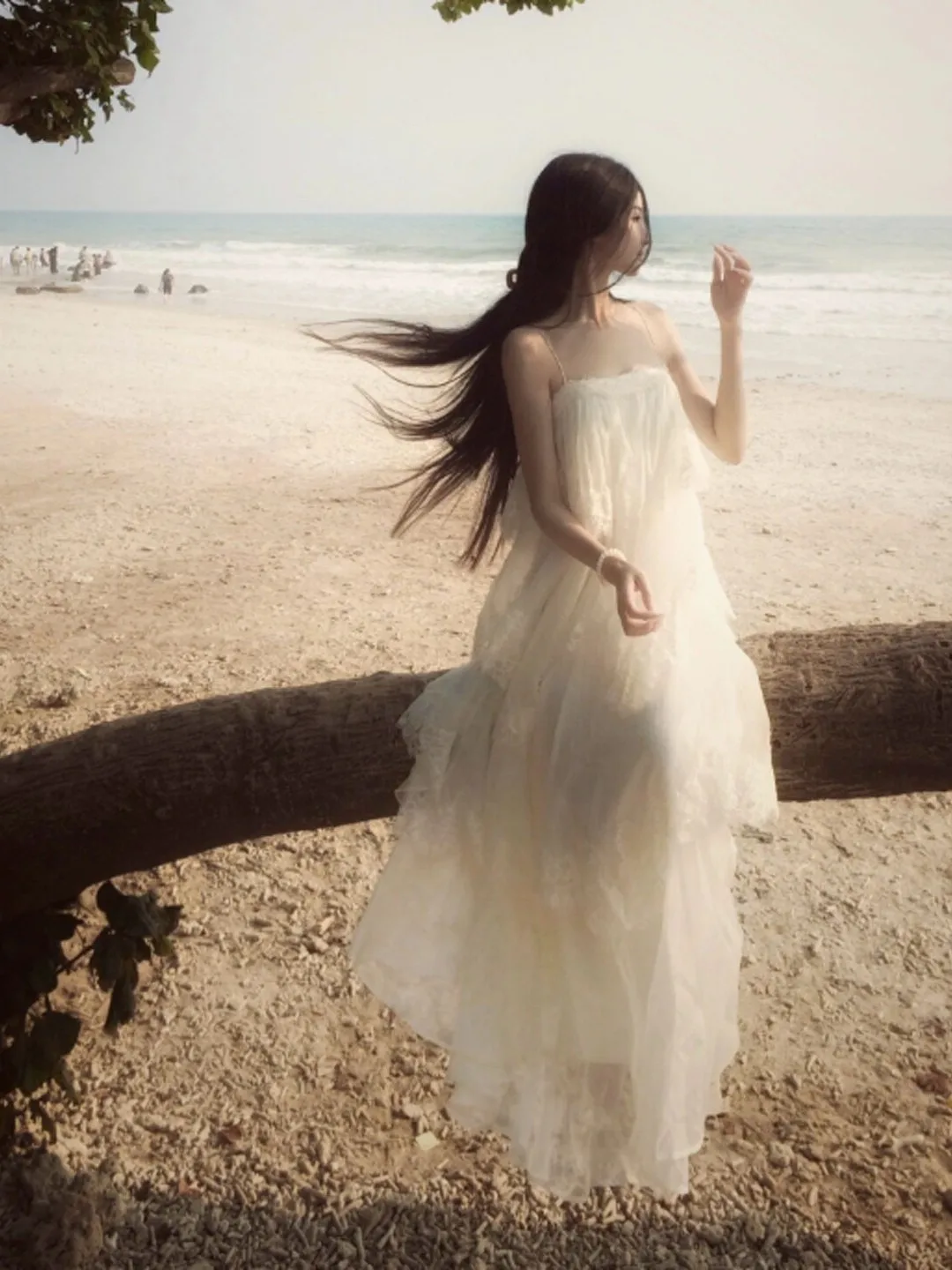 

Unique Beautiful Puffy Cake Strap Dress Fairy Long Dress Summer 2026 Mid-waist No-sleeve City Commute Church Date Casual