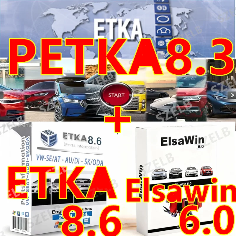 Software de reparación de automóviles PETKA8.3 y ETKA8.6 + ELSAWIN 6.0, grupo de software para reparación de automóviles, catálogo de piezas electrónicas, adecuado para V--W+AU/DI+SE/AT+SKO/D