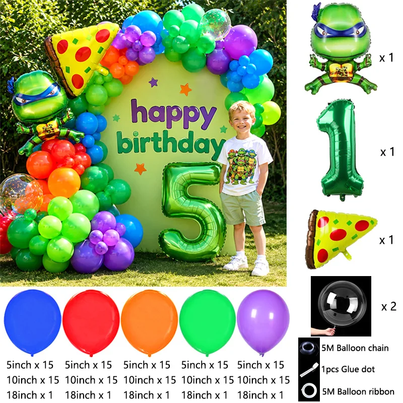 Ninja Turtles Hero Balloon Arch Bouquet All‑in‑one Balloon Set For Boys Theme Birthday Party Decor Supplies