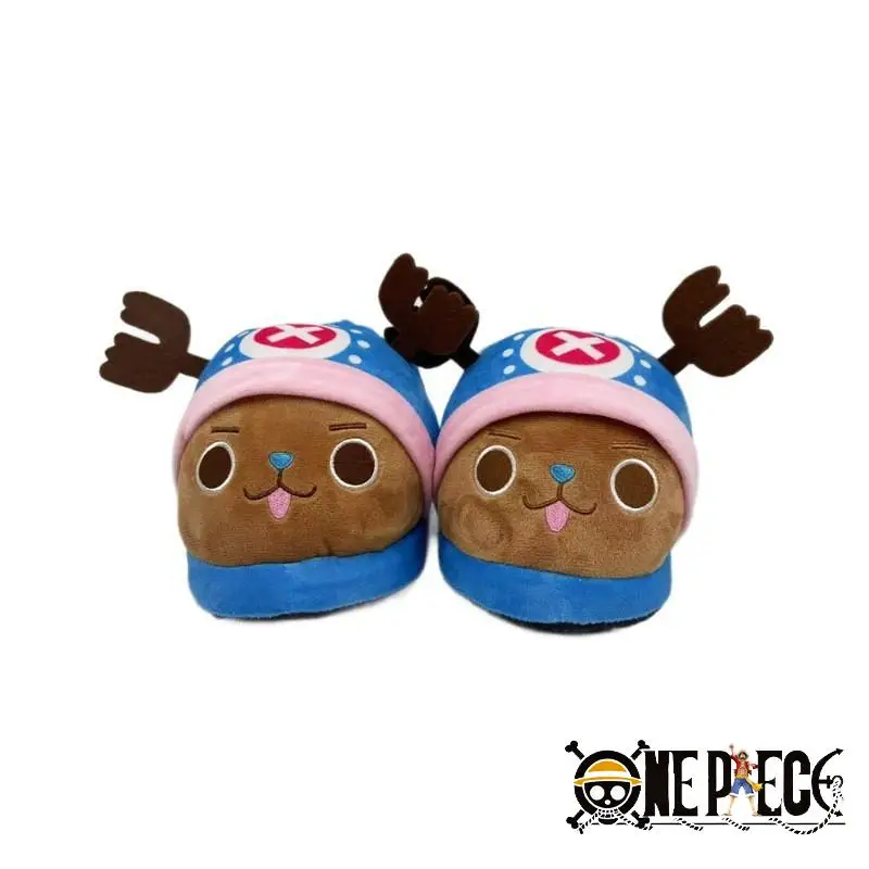 Anime uma peça casa chinelos macaco d. Luffy chinelos inverno quente mulheres homens tony chopper interior casal sapatos de pelúcia brinquedo