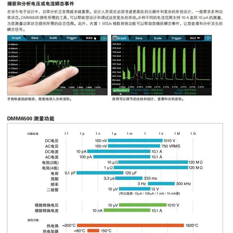 Multimètre numérique à écran tactile graphique DMM6500