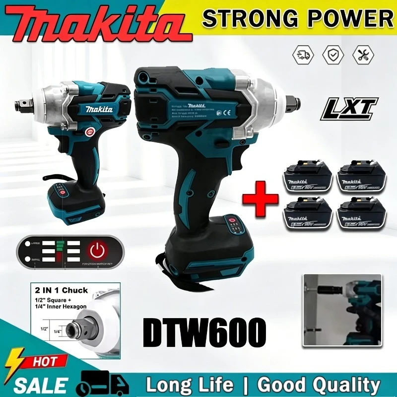 Makita DTW600 18V Cordless 1/2 Inch Brushless Electric Screwdriver Rechargeable Vehicle Service Tool 3100IPM