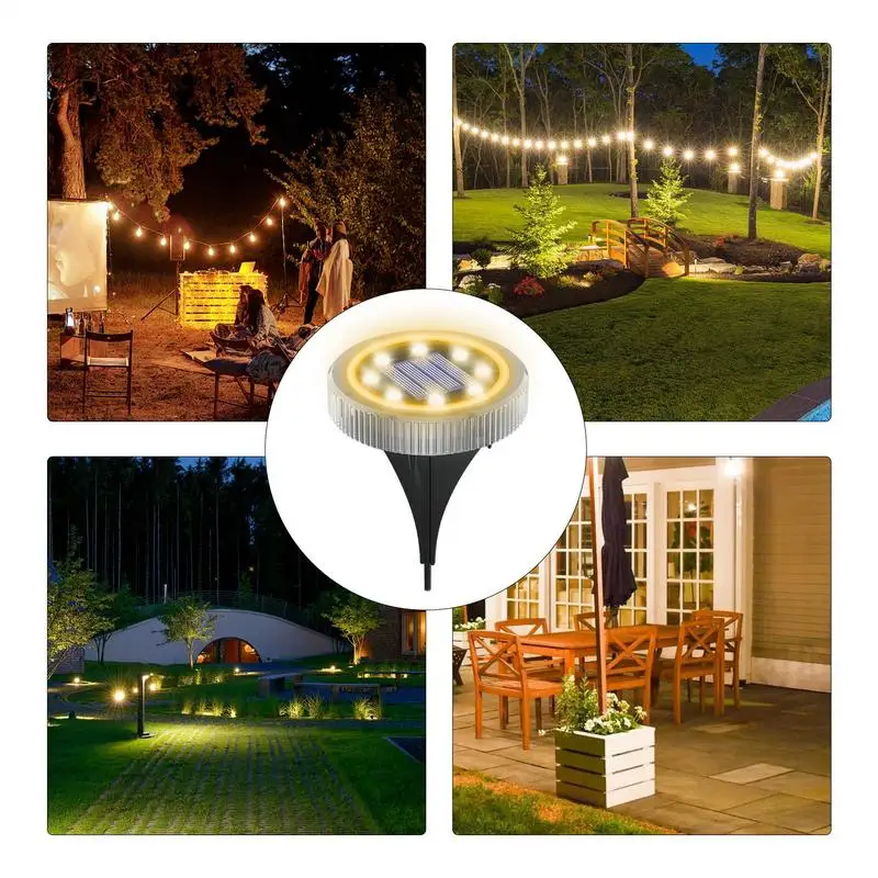 Ground Lights For Outside 4X Flat Solar Lights Outdoor Waterproof Weatherproof Decorative Spotlight Pathlight Stake For Patio