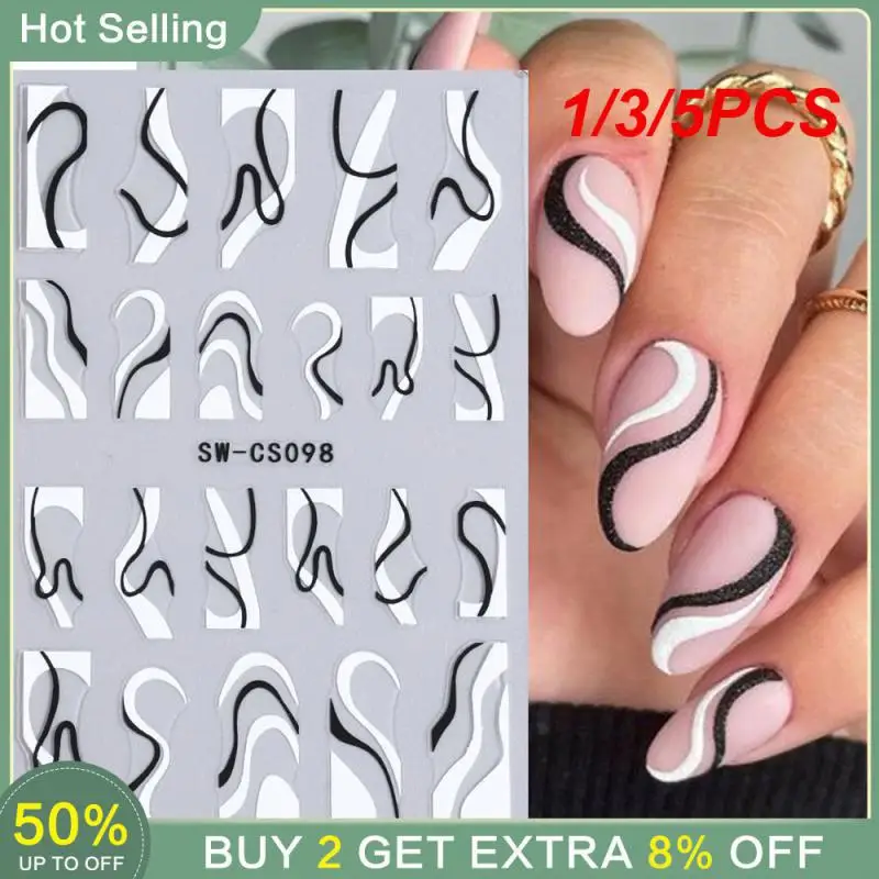 

1/3/5PCS Cross-border Easy To Use Innovative Creative Nail Art Nail Stickers Stylish Popular Silver Threads Unique Versatile