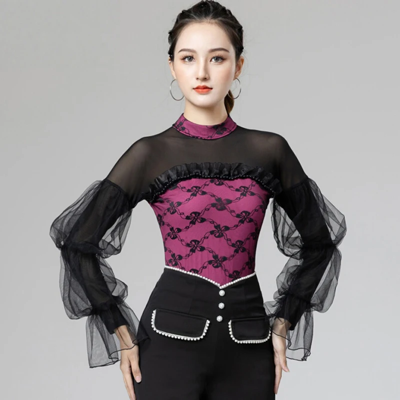 2026 فستان رقص اللاتينية للنساء قاعة الرقص فستان أزياء مسرحية الحديثة الوطنية القياسية ممارسة الرقص الزي القمم