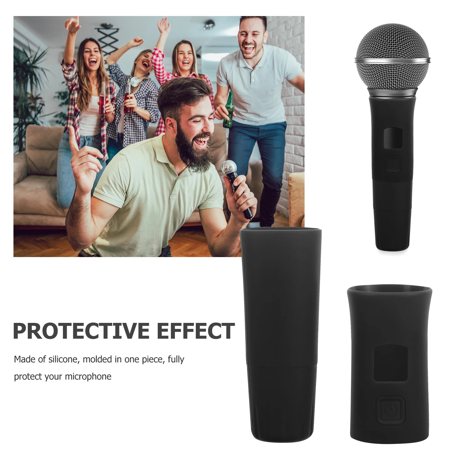 

Wireless Microphone Protective Case Cordless Handheld Handle Sleeve Black Silicone Replacement for S320 Mic Cover