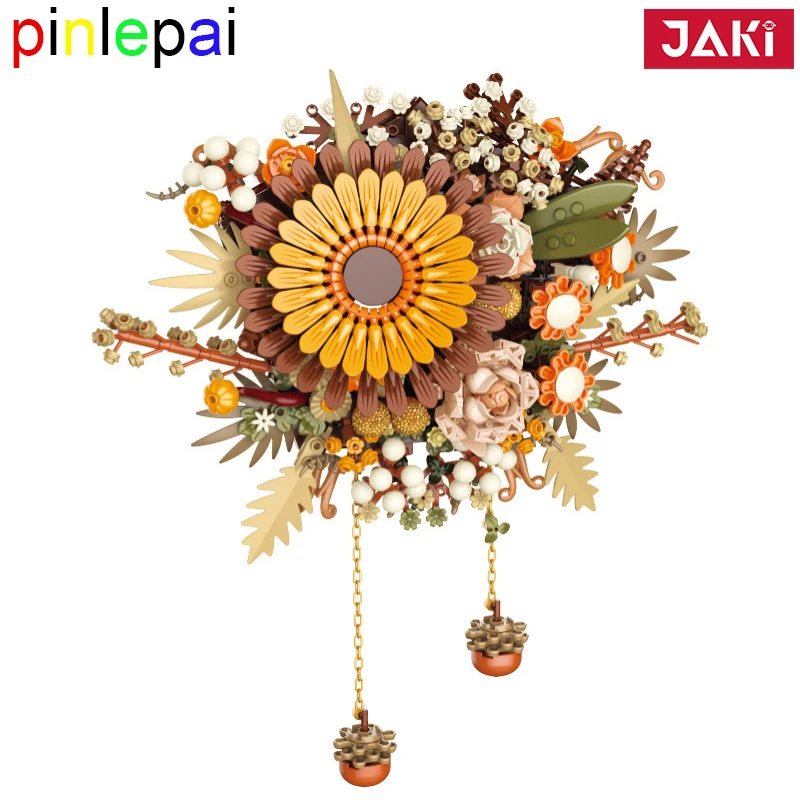 

Pinlepai Jaki Nordic Flowers Building Blocks Art Bricks Flower Brick Set Wall Hanging Block Gerbera Assembly Bouquet Child Toys