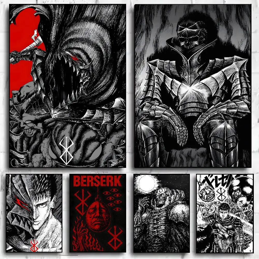 Cool populaire haut chaud BERSERK Anime affiche HD art collant mur étanche maison salon chambre bar décoration esthétique