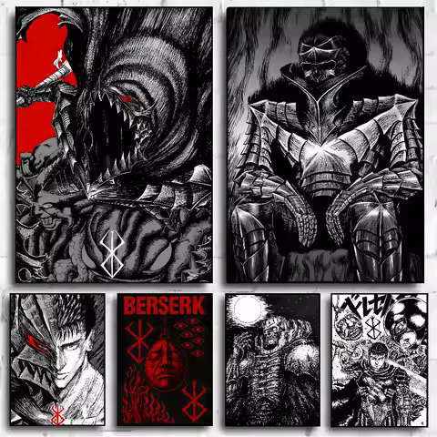 Cool Popular Top Hot BERSERK Anime Poster HD art sticky wall waterproof home living room bedroom bar aesthetic decoration