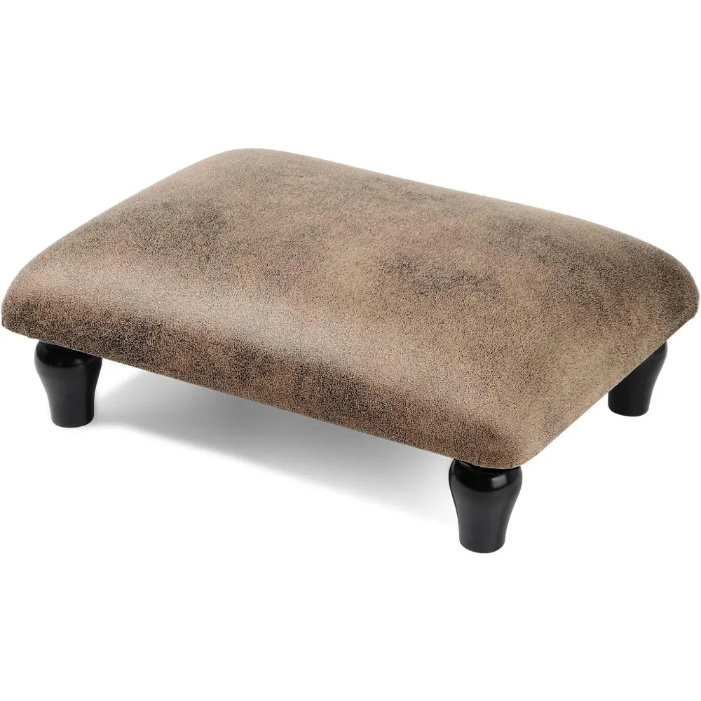 

Small Foot Stool Ottoman with Stable Wood Legs Upholstered Footstool Padded Foot Rest Step Stool for High Beds Seat Chair