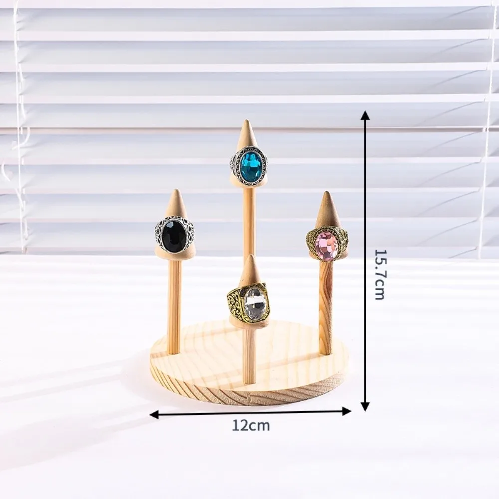 

Durable Round Finger Ring Storage Rack Wood Cone Space Saving Ring Display Stand Jewelry Display Display Props