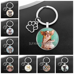 Simpatico portachiavi Chihuahua portachiavi cane di cristallo portachiavi cucciolo adorabile per gli amanti degli animali ciondoli borsa moda donna