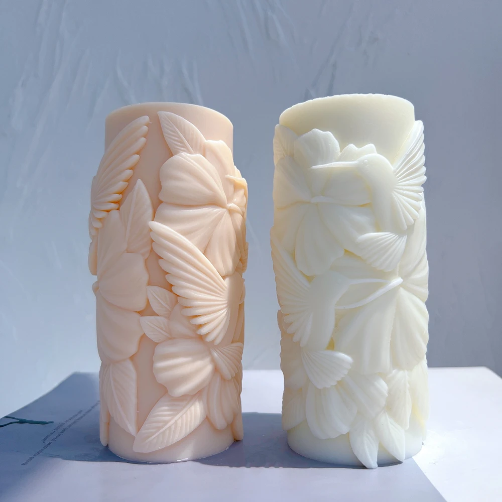 Bird Pillar Silicone Candle Mold Geometric Animal Column Soy Wax Mould Cylinder Abstract Art Decorative