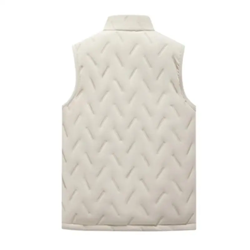 Men Stand Collar Warm Vest Windproof Jacket Lion Print Coat Winter Running Outwear Casual Thicken Waistcoat Thick Gilet Pocket