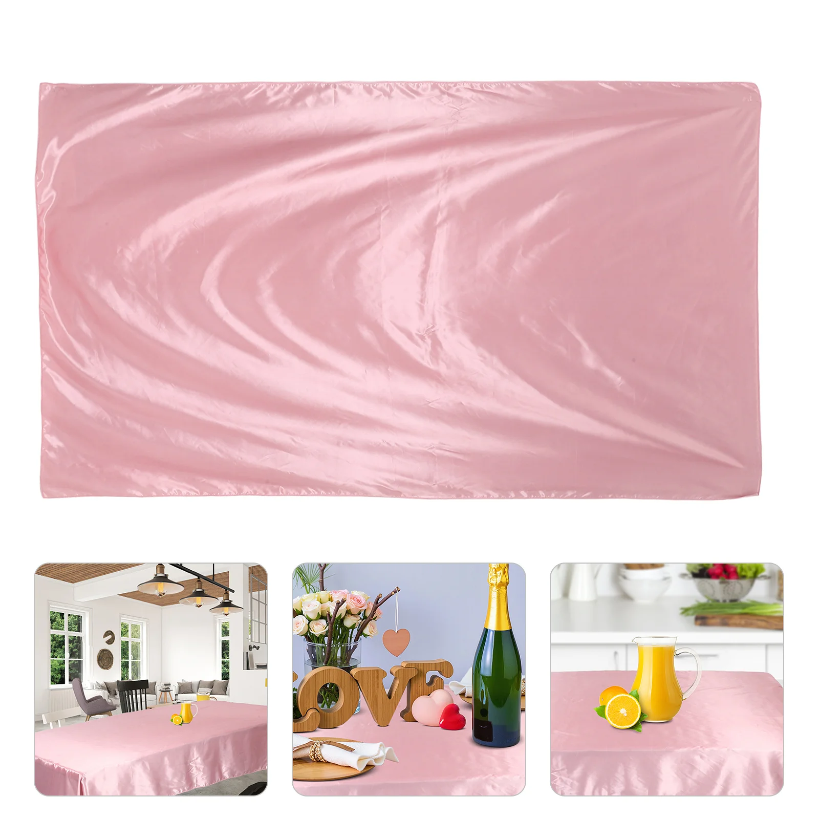 

Rose Gold Satin Tablecloth Rectangular Luxury Glossy Finish Stain Resistant Washable For Wedding Party Banquet Holiday