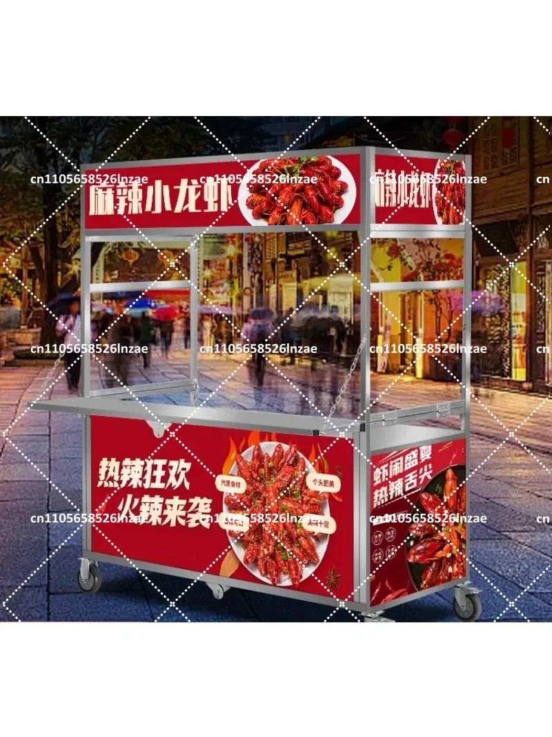 Foldable Snack Cart Mobile Stall Trolley for Outdoor Market Events
