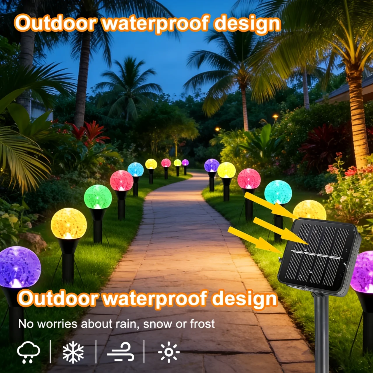 30 LED Solar Bubble Ball String Lights Waterproof 8 Modes Outdoor Garden Pathway Lawn Patio Yard Trail Landscape Decor Lighting