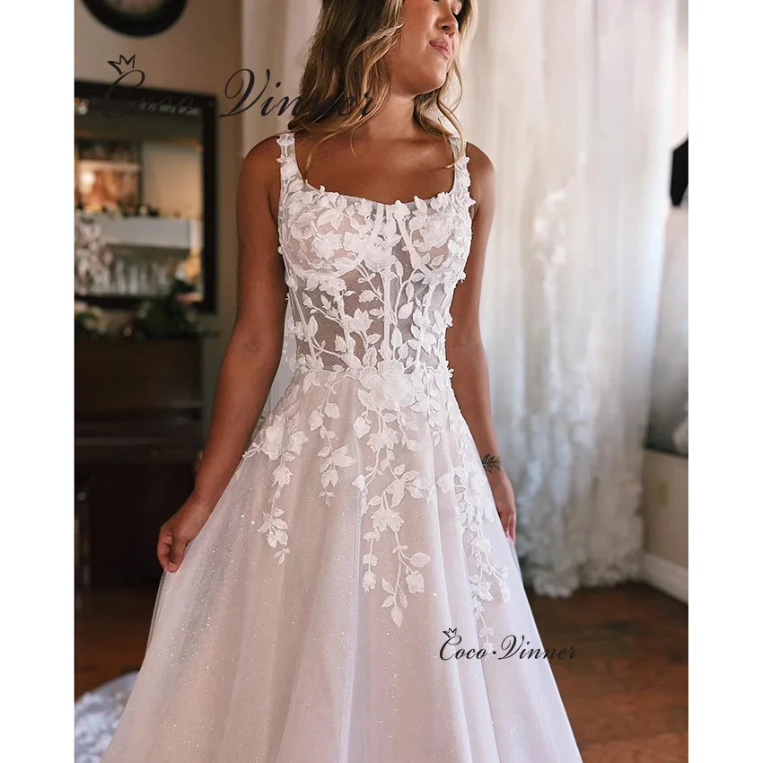 ที่กําหนดเองแขนถังโรแมนติก Boho ชุดแต่งงานยุโรปสไตล์สวยลูกไม้ Appliques สายชุดเจ้าสาวสําหรับผู้หญิง W1340