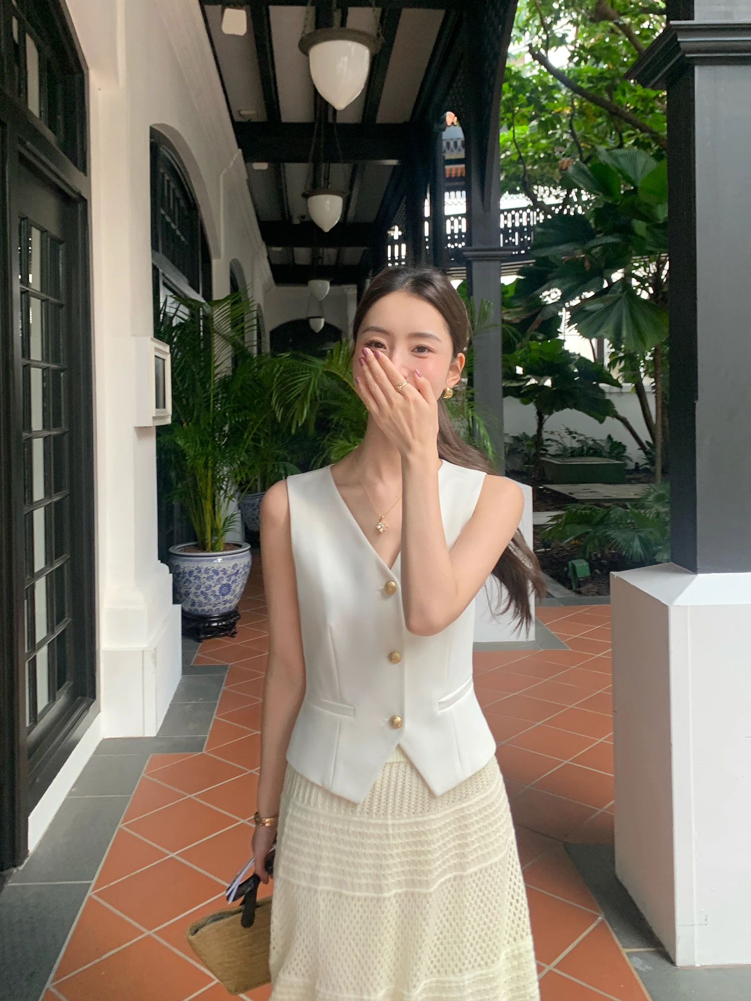 Pusumede Intelligent Return Vintage Style Women's Short Vest Jacket V-Neck Suit Top Casual Wear Polyester Spandex Blend