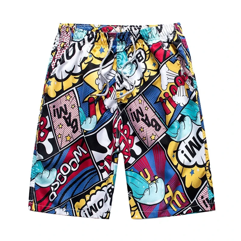 Summer Men's Sports Short Fashion Letter Seagull Print Pattern Hawaii Men's Shorts Vacation Beach Swimming Pants Quarter Pants