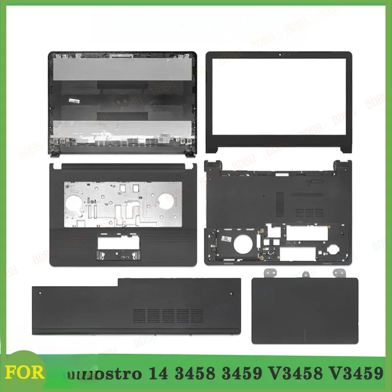 New For Vostro 14 3458 3459 V3458 V3459 Laptop Screen Back Cover Front Bezel Palmrest Bottom Case Door Cover Replace Part Black