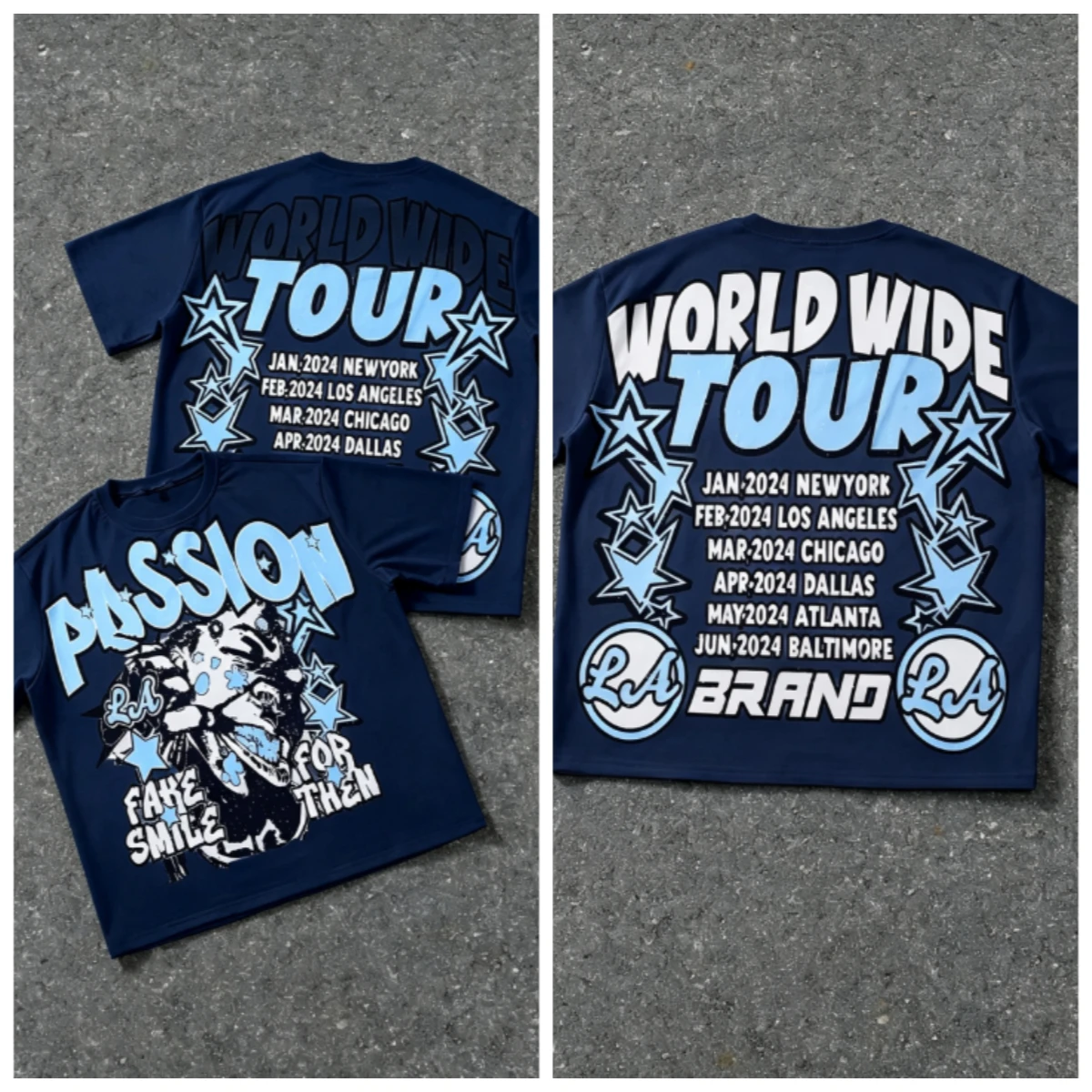 2026Men World Tour Style Graffiti Tiger Graphic T Shirt Star Letter Streetwear Crewneck Tee