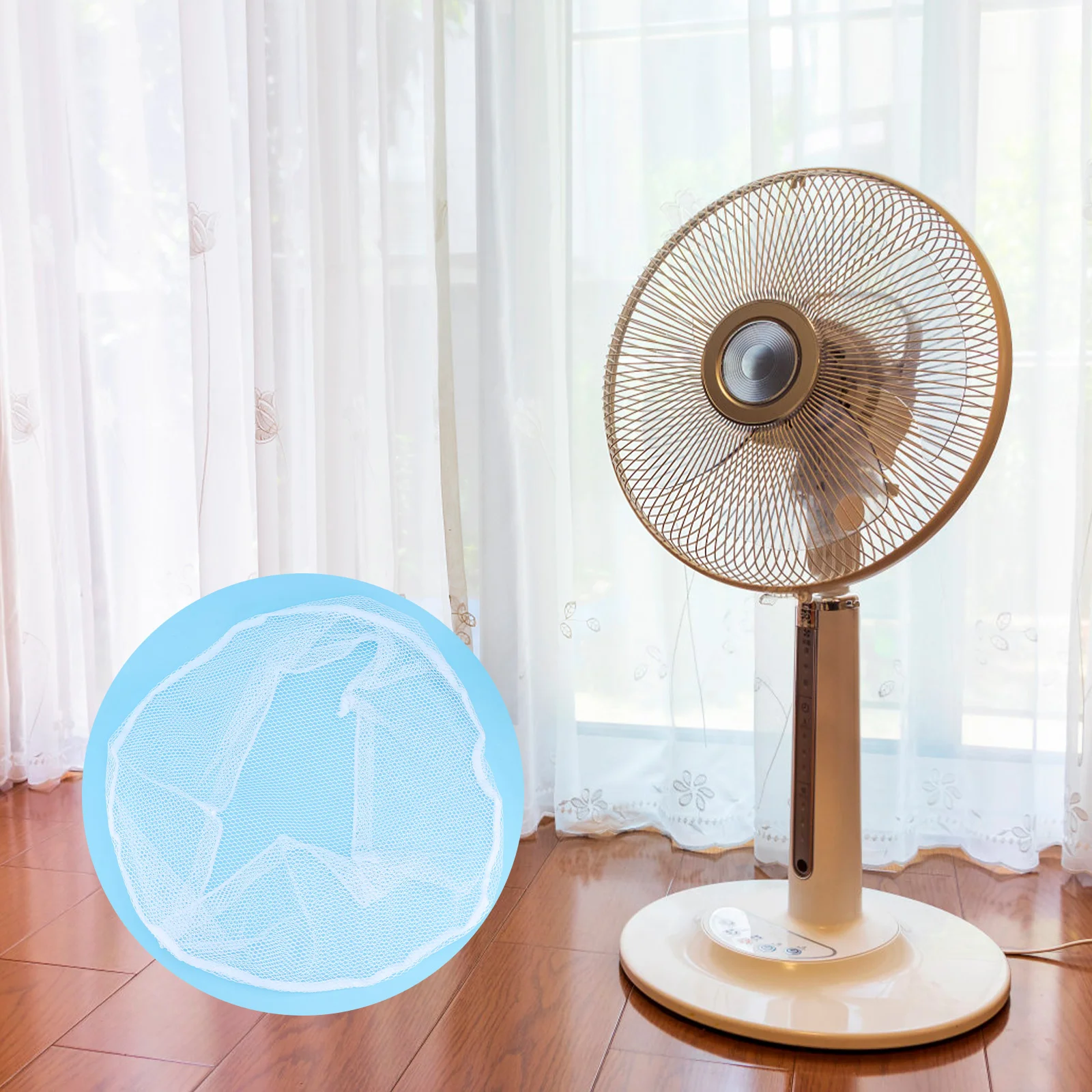 2 Pcs Family Kid Finger Protector Fan Cover Safety Summer Washable Fan Guard Net Cover Drawstring Style Random