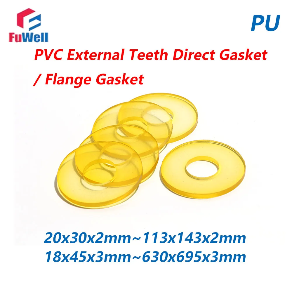 Fuwell 2pcs PVC External Teeth Direct Flange PU Gasket Impact Resistant Polyurethane Sealing Cow Tendon Flat Gaskets Industrial