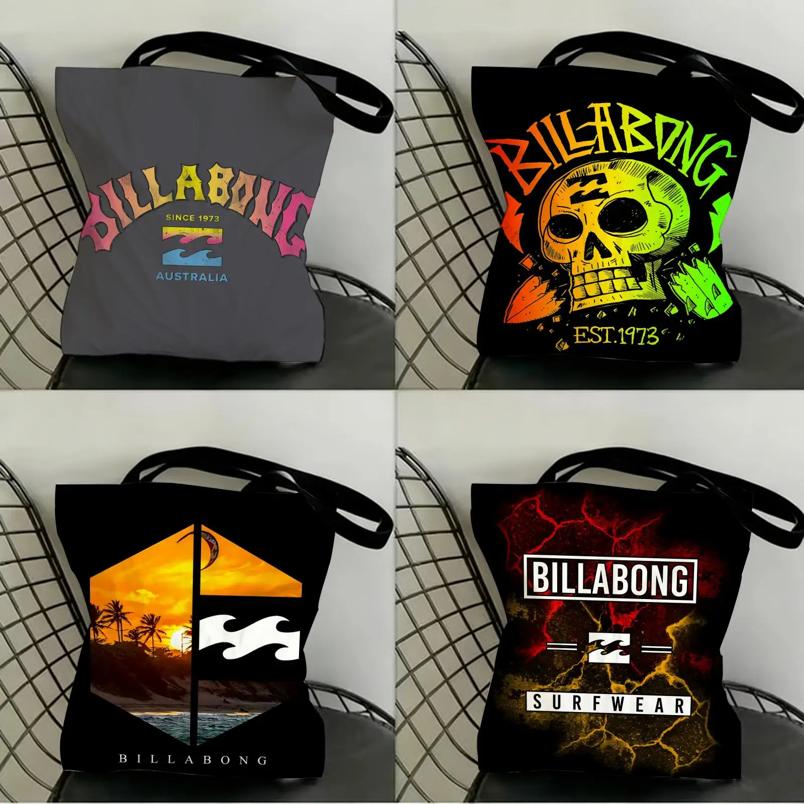 C-Casual-S-Surfing-B-Billabonges Storage Bags Canvas Double-Sided Print Fashion Shoulder Tote Shopping Bag Gift Eco Handbags