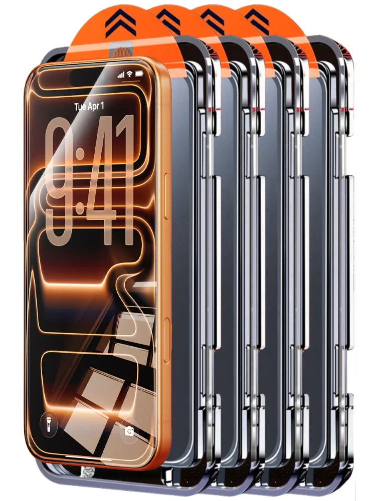 NNBILI 4 szt. Ultra-HD Przezroczyste Szkło Hartowane Ochronne z Zestawem Montażowym i Systemem Automatycznego Pozycjonowania do iPhone 18 17 Pro Max 18 Pro — 2