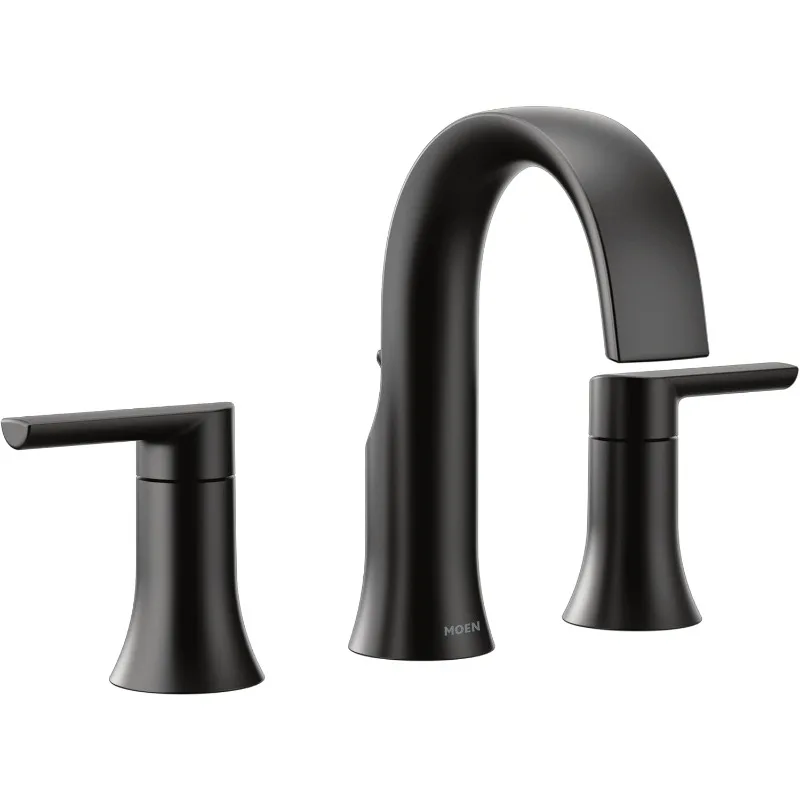 Matte Black Two-Handle 8-Inch Widespread Lever Handle Bathroom Faucet Trim Kit, Valve Required, TS6925BL