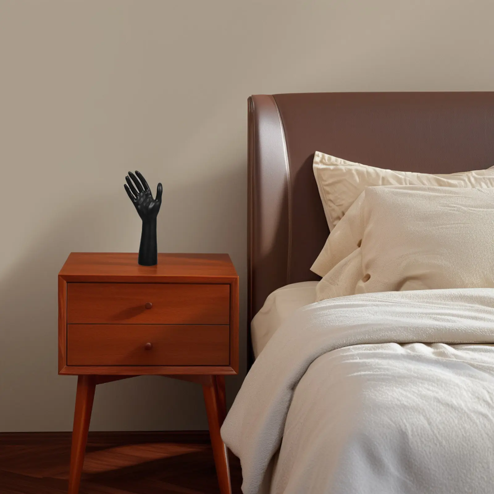 

Sturdy Plastic Hand Mannequin Jewelry Display Stand Realistic Angled Palm for Rings Watches Bracelets Gloves Photo Prop Black