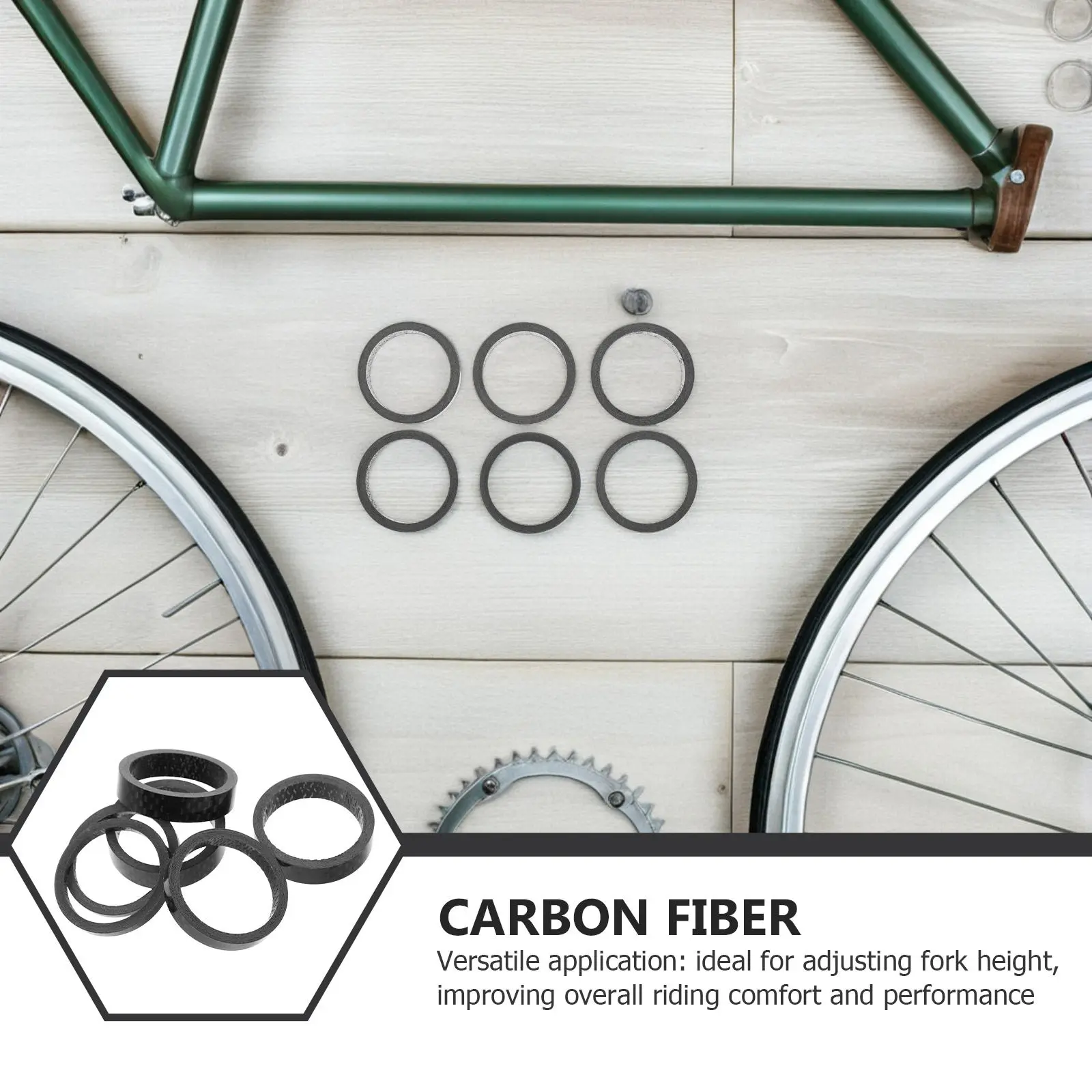 

6Pcs Carbon Fiber Headset Spacers Bike Stem Adjustment Replacement for Mountain Road Cycling Handlebar Accessories