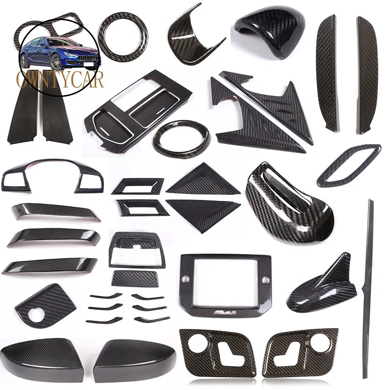 Real Carbon Fiber For Maserati Ghibli 2014-2022 Car Center Control Panel Door Decoration Sticker Car Interior Accessories